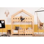 Lit cabane superpos� 70 x 140 cm en bois massif de pin non vernis avec sommier modele kpa