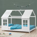 Lit cabane tostedt pour enfant forme maison bois de pin 120 x 200 cm blanc [en. casa]