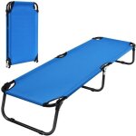 Lit de camp pliable en tissu oxford avec tubes mtalliques paissis - costway - 190x56x30 cm - bleu - ...