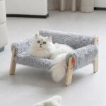 Lit - canap� en bois pour chats dint�rieur ? canap� moderne pour chat avec surface en peluche ultra - ...