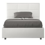 Lit capitonn 120x190 cm simili cuir blanc mira avec sommier et coffre