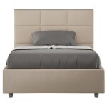 Lit capitonn 120x190 cm simili cuir caf au lait mira avec sommier et sans coffre