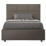 Lit capitonn� 120x190 cm simili cuir cappuccino mira sans sommier et sans coffre