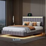 Lit capitonné 160×200 - marque - modèle - éclairage led - port usb - tête de lit réglable Lit capitonné 160×200 - marque - modèle - éclairage led - port usb - tête de lit réglable