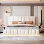 Lit coffre lit adulte lit 160 x 200 cm avec led - sommier  lattes & tte de lit rglable en hauteur ...