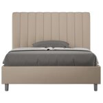 Lit capitonné design italien 120x190 cm simili cuir café au lait nighty avec sommier et sans coffre Lit capitonné design italien 120x190 cm simili cuir café au lait nighty avec sommier et sans coffre