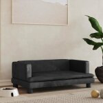 Lit pour chien - non spcifi - 80x45x30 cm - velours noir - convient aux petits chiens - cadre en bois ...