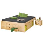 Inter link lit fonctionnel avec rangements 140x200 cm claas nature bois massif Inter link lit fonctionnel avec rangements 140x200 cm claas nature bois massif