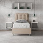 Lit coffre 1 place - annalisa - 80x200 - sommier relevable - taupe