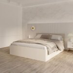 Lit coffre paris 120 x 200 cm avec sommier � lattes relevable cachemire