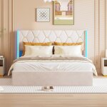 Lit coffre 140 x 190 avec sommier lit 2 personnes avec t�te de lit capitonn� led lit 140 x 190 lit adulte ...