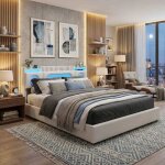 Lit coffre 140 x 200 cm - ambiance - led rgb - t�te de lit avec rangement & usb / type - c - lit double ...