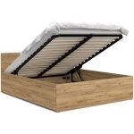 Lit coffre paris 140 x 190 cm avec sommier  lattes relevable chne