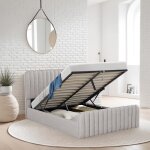 Lit coffre 140x190 cm neva + 1 sommier / gris clair