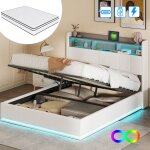Lit coffre 140x190 - luminarix - luminarix - led int�gr�e - matelas 25 cm inclus - ports usb / type - ...