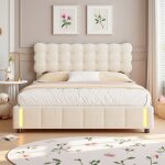 Lit coffre 140x200 avec led lit double rembourr� avec hydraulique de rangement lit 2 places avec sommier ...