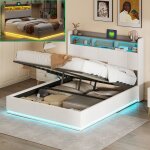 Lit coffre 140x200 avec rangement ? avec led et usb ? lit rembourr� avec sommier ? velours ? lit adulte ...