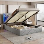 Lit coffre 160 x 200 cm avec sommierlit double rangement avec ledlit 160 x 200 avec rangement sous le ...