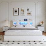 Lit coffre 160 x 200 avec led et ports usb lit capitonn� avec rangement lits 2 personnes lits de rangement ...