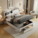 Lit coffre 160 x 200 avec sommierlit 2 personnes avec usb et ledlit 160x200 avec tiroirlit rembourr� ...