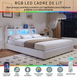 Lit coffre 160x200 cm - lit double avec �clairage led et ports usb - andeonline - lit adulte avec sommier ...