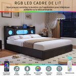 Lit coffre 160x200 cm - lit double avec �clairage led et ports usb - andeonline - lit adulte avec sommier ...
