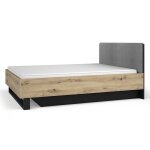 Lit coffre 160x200 melody - design moderne avec tte de lit rembourre