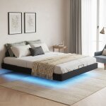 Lit coffre 160x200cm rembourr� sans t�tecadre de lit 2 personnes �clairage ledrangement hydrauliquepunoir ...