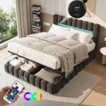 Lit coffre 180 x 200 cmlit 180x200 avec sommieravec port usb et ledlit doublelit rembourr�souche darbrecadre ...