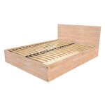 Lit coffre 2 places en bois avec t�te de lit - abc meubles - 140x190 - brut