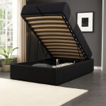 Lit coffre 90x200 - king of dreams - dehoussable - 12 lattes - montage rapide - noir
