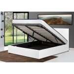 Lit coffre ana�s 140x190 blanc livraison offerte sommier inclus