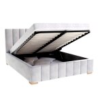 Lit coffre anton 160 x 200 cm avec sommier à lattes relevable gris clair Lit coffre anton 160 x 200 cm avec sommier à lattes relevable gris clair
