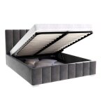 Lit coffre anton 160 x 200 cm avec sommier à lattes relevable gris foncé Lit coffre anton 160 x 200 cm avec sommier à lattes relevable gris foncé