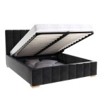 Lit coffre anton 160 x 200 cm avec sommier à lattes relevable noir Lit coffre anton 160 x 200 cm avec sommier à lattes relevable noir