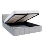 Lit coffre atlanta 160 x 200 cm avec sommier  lattes relevable gris clair