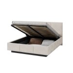 Lit coffre aveiro 160 x 200 cm avec sommier à lattes relevable beige clair Lit coffre aveiro 160 x 200 cm avec sommier à lattes relevable beige clair