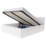 Lit coffre barcelona 140 x 190 cm avec sommier à lattes relevable blanc Lit coffre barcelona 140 x 190 cm avec sommier à lattes relevable blanc