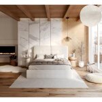 Lit coffre bedretti 160 x 200 cm - tissu cl�o - sommier � lattes relevable blanc