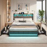 Lit coffre capitonn� 140x200 avec ledlit rembourr� avec 4 tiroirlits pour adulte coffrelit 2 personnesgrislin ...