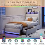 Lit coffre capitonn� 90x200 avec ledcadre de lit 90x200lit rembourr� avec 2 tiroirslit simple avec usb ...