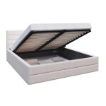 Lit coffre dallas 140 x 190 cm avec sommier  lattes relevable beige