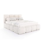 Lit coffre delicato 140 x 190 cm avec sommier  lattes relevable blanc
