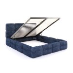 Lit coffre delicato 140 x 190 cm avec sommier � lattes relevable bleu marine