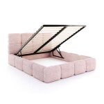 Lit coffre delicato 140 x 190 cm avec sommier � lattes relevable rose p�le