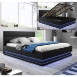 Lit coffre - nitas - noir - 180x200cm - design contemporain - sommier inclus