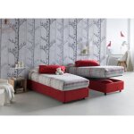 Lit coffre dmora - rouge - 90x190 cm - a monter soi - mme - avec tiroirs - contemporain - design