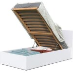 Lit coffre enfant contemporain blanc - madrid - l 90 x l 190 cm - sommier et t�te de lit inclus