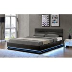Lit led avec coffre anastasia - 140 x 190 cm - noir