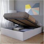 Lit coffre - lequaidesaffaires - torino 160x200 - structure métallique - revêtement pu - blanc Lit coffre - lequaidesaffaires - torino 160x200 - structure métallique - revêtement pu - blanc